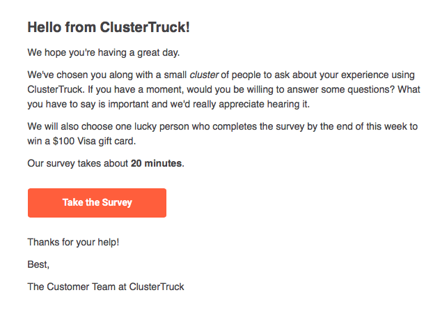 Cluster Truck survey format