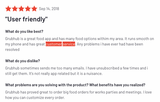 Good reviews prove Grubhub has exceptional customer service
